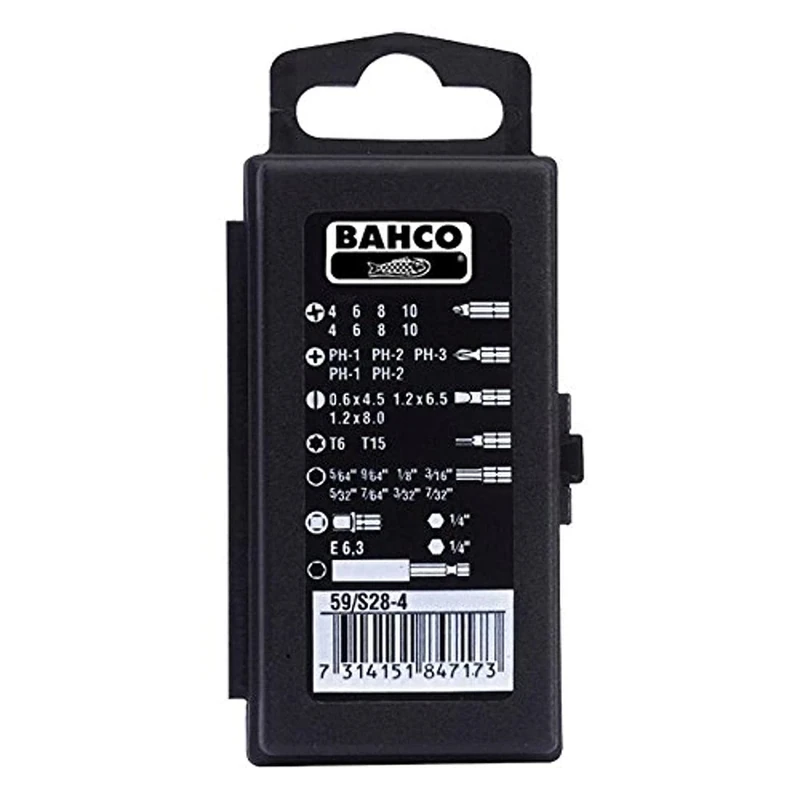 Bahco 59/S28-4 Bits Set 28 Pieces, 0 V, Black/Silver