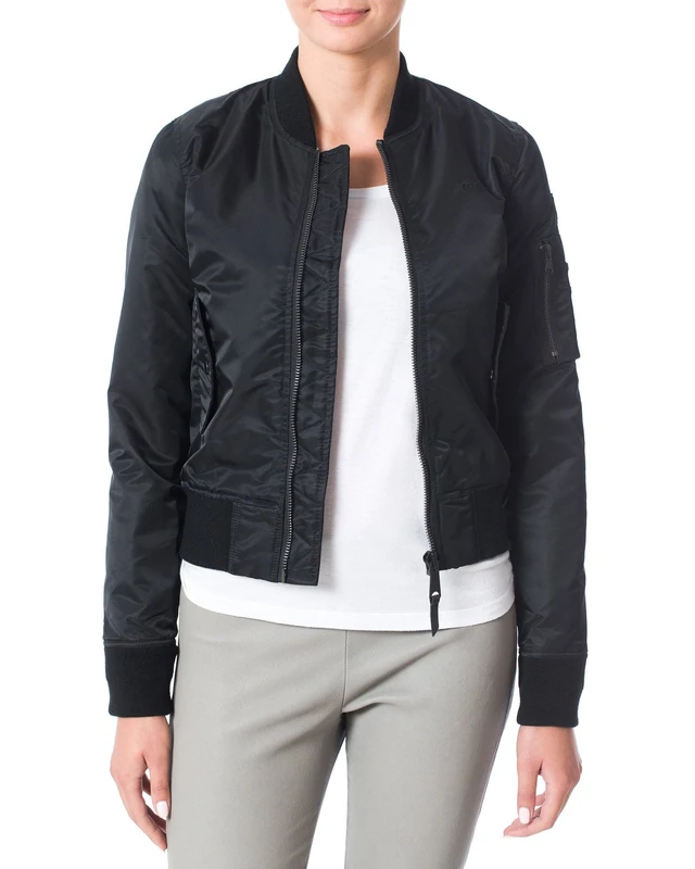 Schott Women's JKTACW Bomber Jacket Long sleeve Jacket, Black, 6 (Brand size: XS) - Image 1