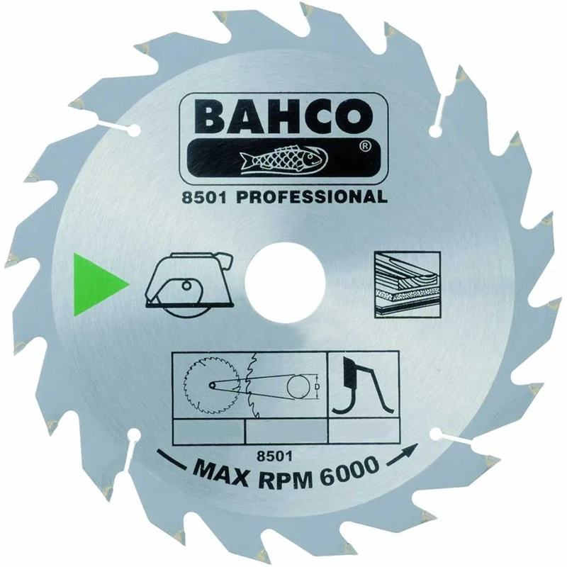 Bahco 8501-22 Circular Saw Blade with 20 Teeth for Wood, 0 V, Silver, 230 mm