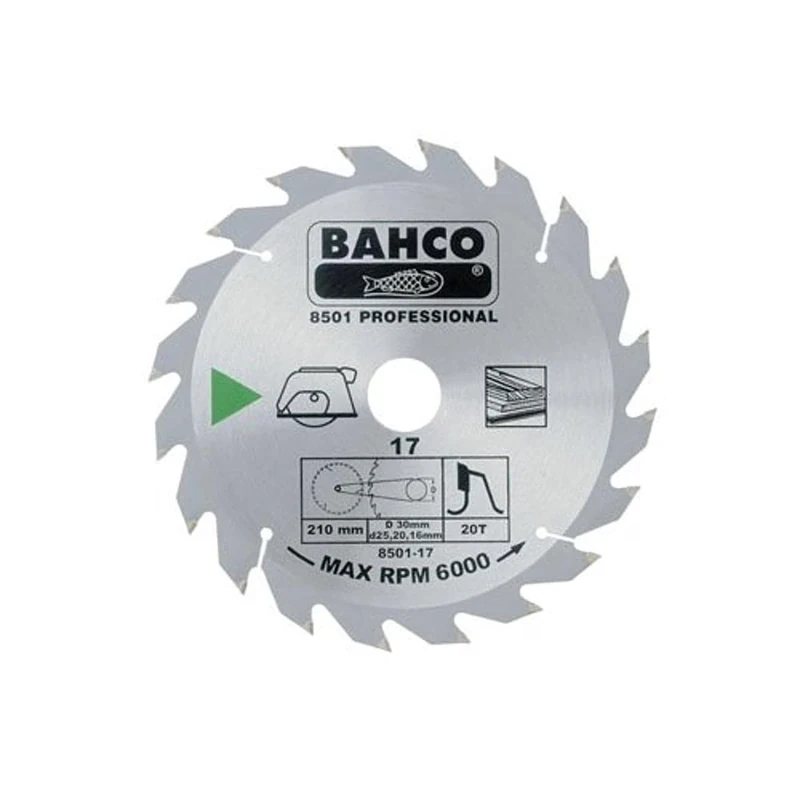 Bahco 8501-28 Circular Saw Blade with 40 Teeth for Wood, 0 V, Silver, 250 mm