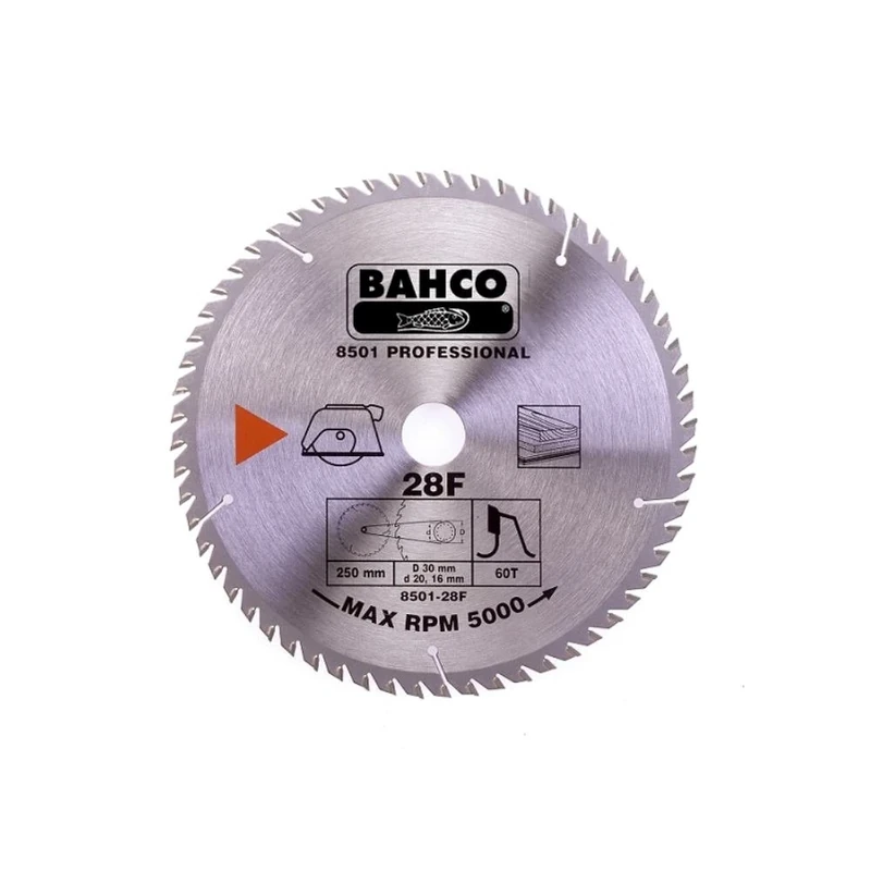 Bahco 8501-31F Circular Saw Blade with 40 Teeth for Wood, 0 V, Silver, 315 mm