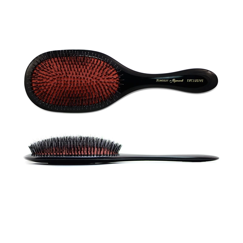 HERCULES SÄGEMANN - 2241 Paddle Brush | Nourishing Natural Hair Brush | Ebonite Brush with Boar Bristles and Polyamide Pins | Care Brush for Long Hair