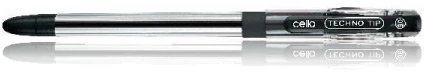Cello Techno Tip 0.6 Ball Point Pens, Black, 10 Dozen Pack (120 Pcs)