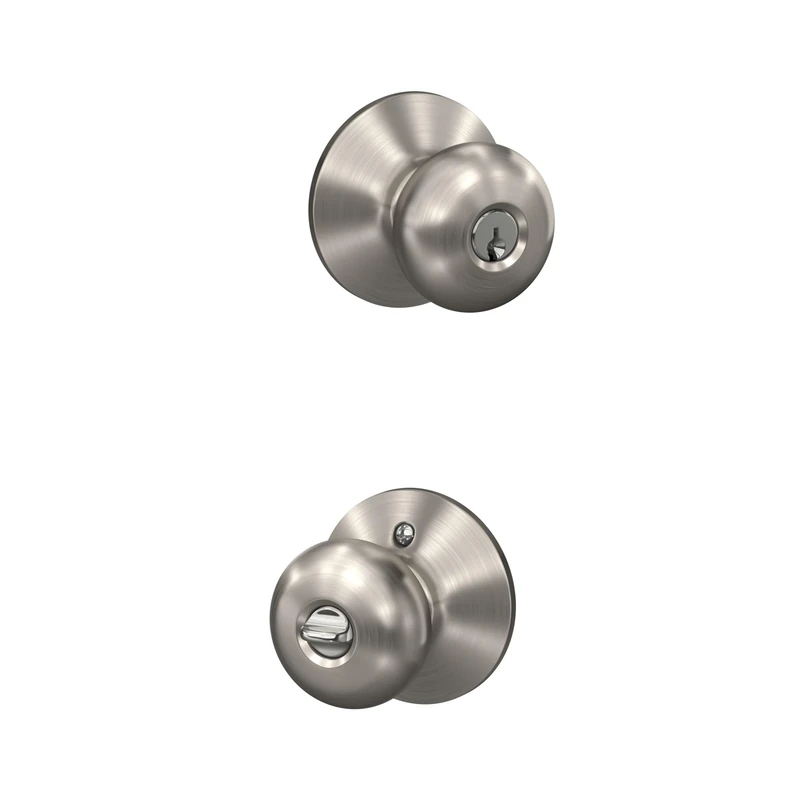 SCHLAGE F51PLY619K4, Satin Nickel F51A PLY 619 Plymouth Knob Keyed Entry Lock