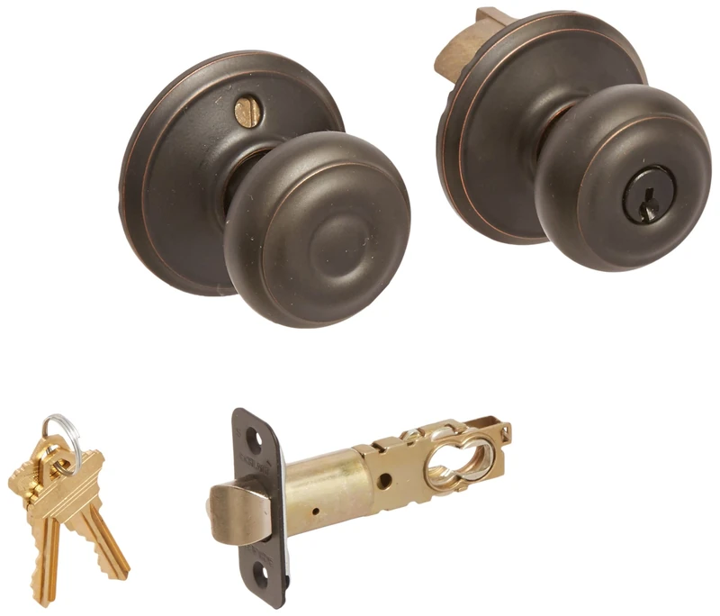 SCHLAGE F80-GEO Georgian Storeroom Door Knob Set, Aged Bronze