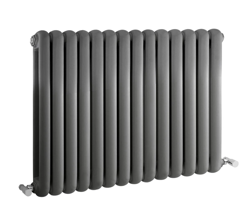 Hudson Reed HSA008 Salvia | Modern Horizontal Designer Double Panel Bathroom Radiator, 635mm x 863mm, Anthracite, Set of 2 Pieces