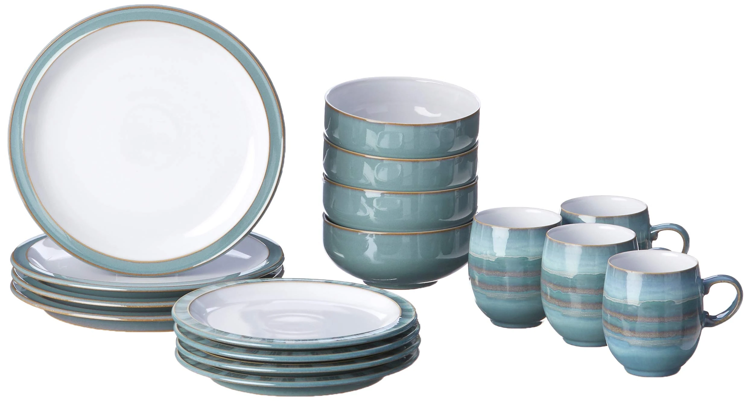 Denby 16-Piece Azure Coast Dinner Set, Set of 4