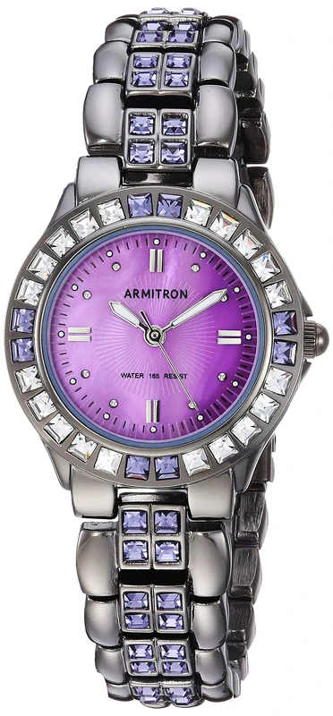 Armitron Women's 75/3689VMDG Purple Crystal-Accented Gunmetal Bracelet Watch