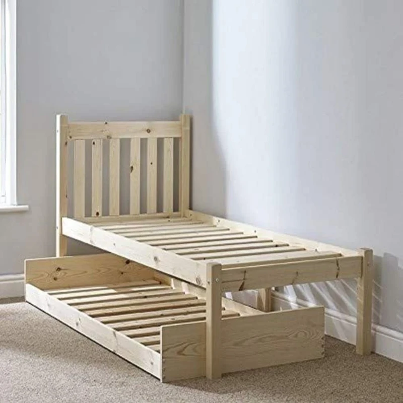 STRICTLY BEDS&BUNKS Amelia Pine Bed Frame with Pull out Guest Bed including Sprung Mattresses (20cm),