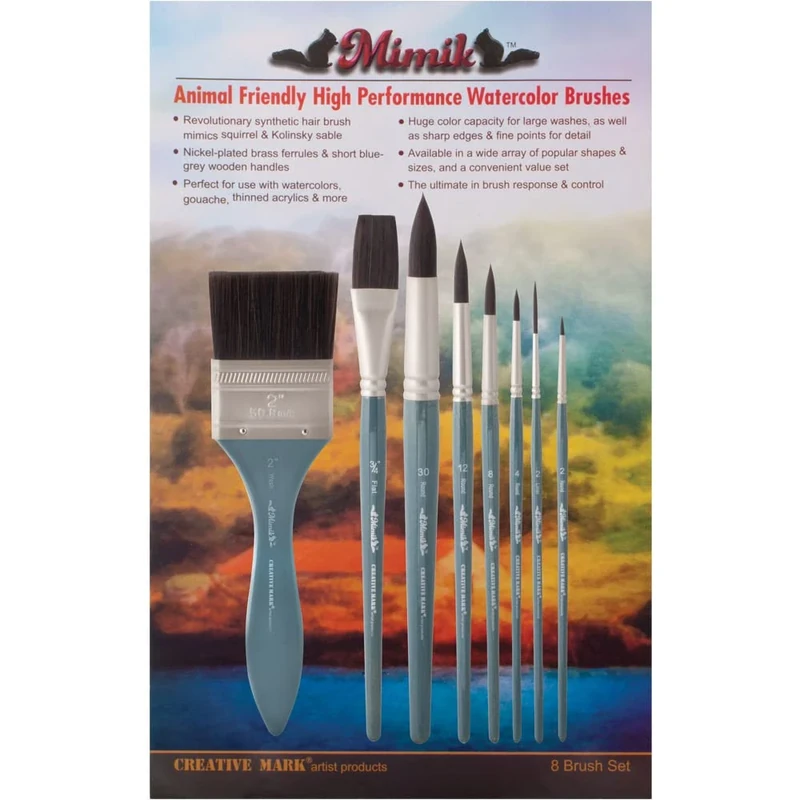 Mimik Synthetic Watercolor Brushes Value Set of 8