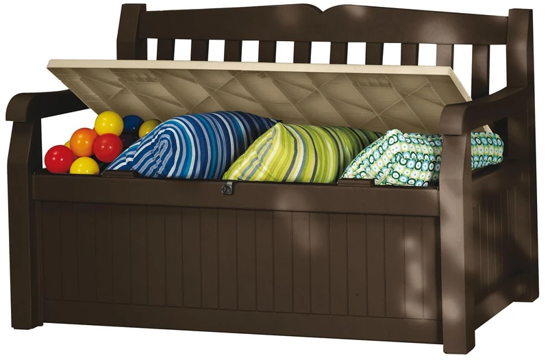 Keter Chest Eden Bench Brown With Beige Seat 265 Lt Resin Cm 140X60X84 H