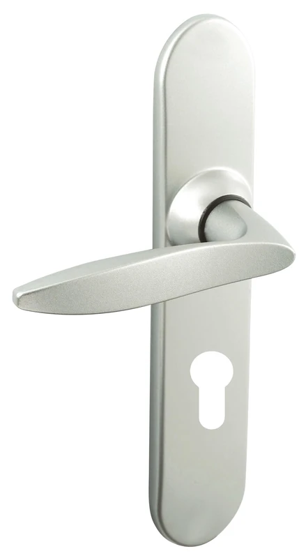 Vachette Twist Door Handle Set on Large Plate Key I Version for Entrance Door Hole Spacing 195 mm Made of Durable Zamak Velvet Chrome Finish Easy Installation System