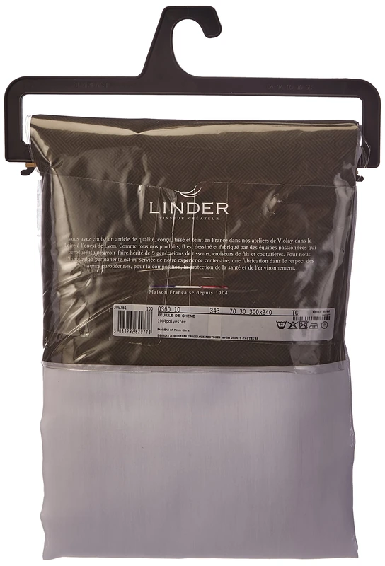 Linder 0360/10/343 Large Net Curtain 300 x 240 White with Single Band Featuring Oak Leaves Design