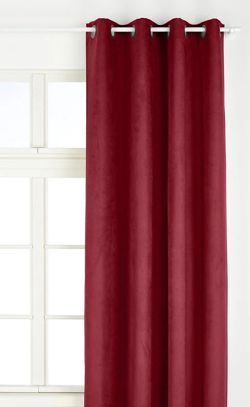 Linder 0520/69/375FR Curtain Suede Solid Burgundy Eyelet Curtain 145 x 260 cm