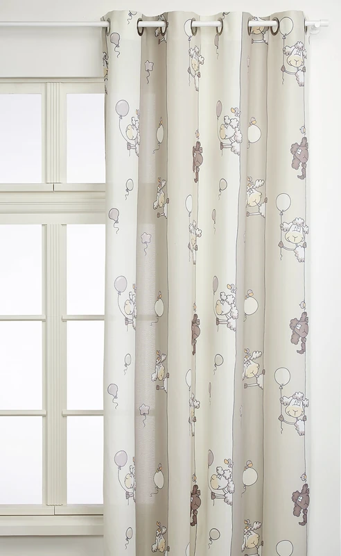 Linder - 0206/20/49806/375FR - children's curtain with eyelets and beige sheep patterns, 135 x 260 cm