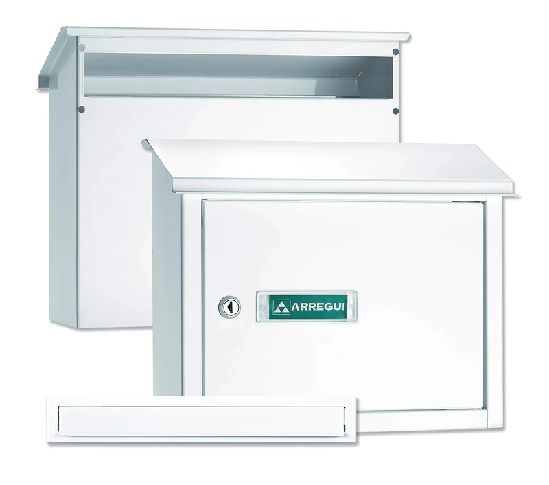 Arregui V4081 - Mail Box with Card Holder, Steel, Capacity for Magazines, 365 x 300 x 145 mm, White