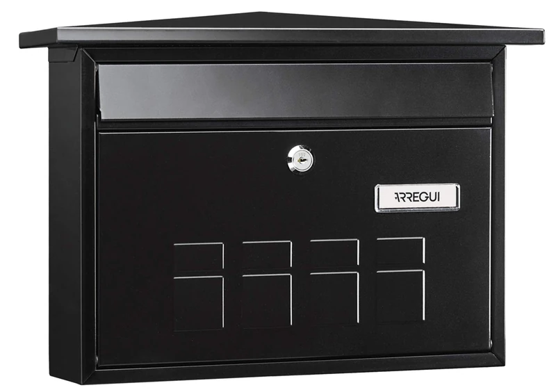 ARREGUI Decorative Post Box Wall Mounted Outside Steel Mail Box Stylish A4 – Magazine Size? High Quality Black