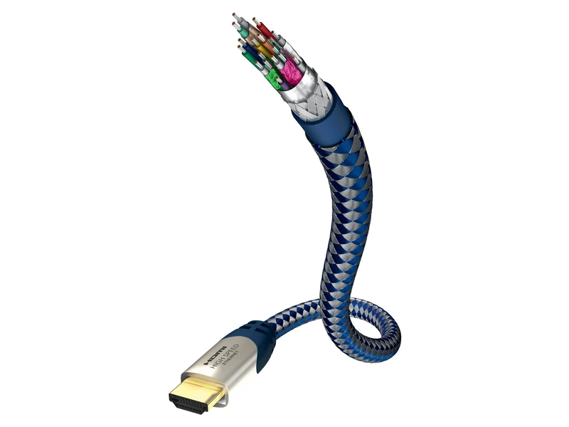 inakustik – 0042310 – Premium Standard HDMI Cable with Ethernet | For Transmitting Ultra HD Signals | 10 m in Blue | 2160p - 4K 25/30Hz - Audio Return Channel - HD Audio