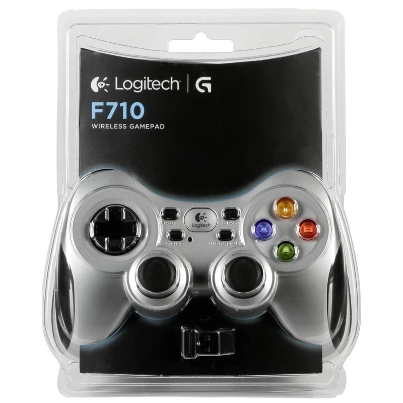 Logitech F710 Wireless Gamepad, 2.4 GHz Wireless With USB Nano-Receiver, Controller Dual Vibration Feedback, 4 Switch D-Pad, PC - Grey/Black