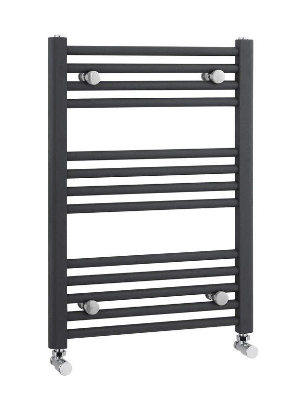 nuie MTY103 Modern Bathroom Vertical Heated Ladder Towel Rail with Straight Rails, 700mm x 500mm, Anthracite