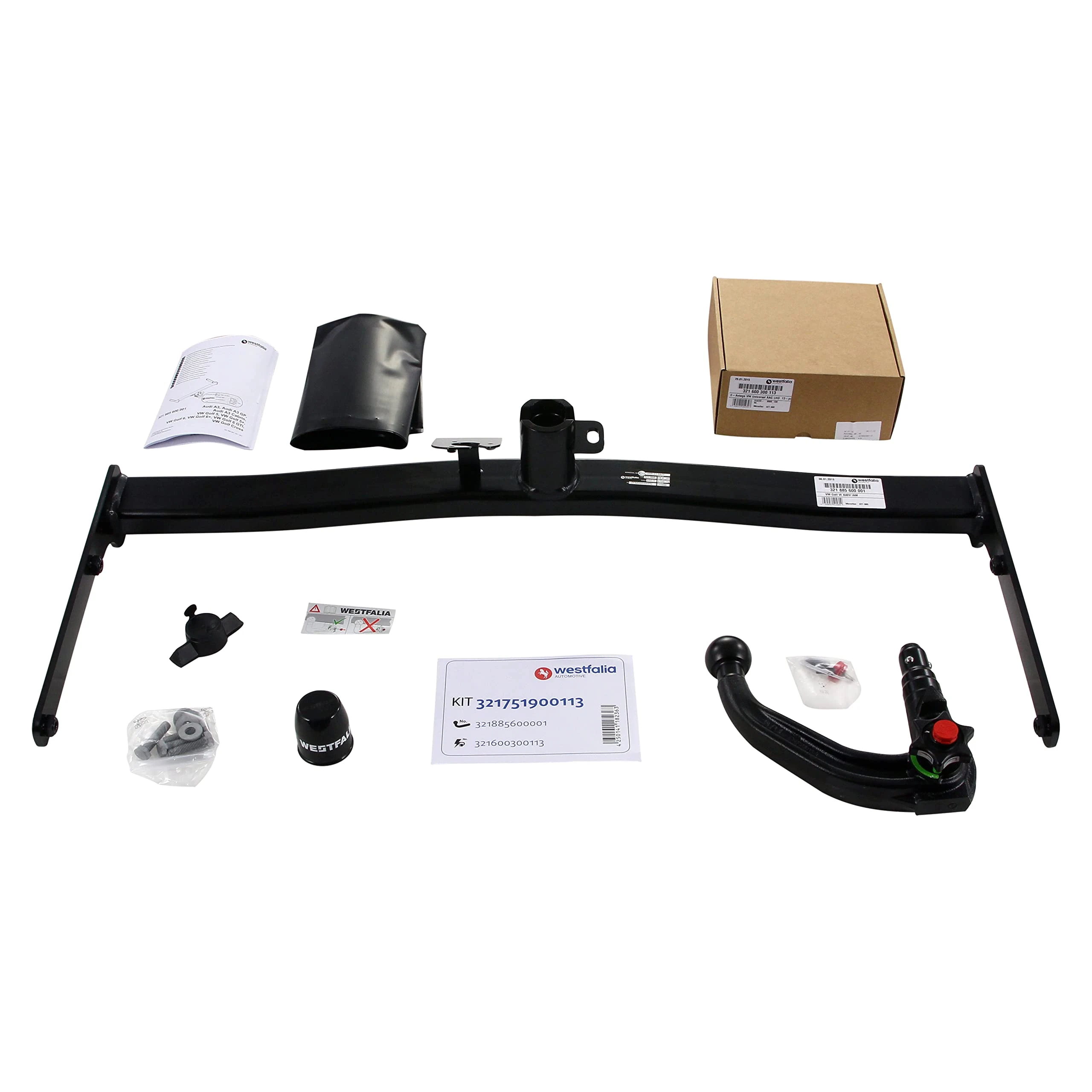 Westfalia Detachable Towbar for VW Golf 5/6 Saloon (including Golf Plus and Crossgolf) (10/2003-11/2013) - Includes 13-pin Vehicle-specific Wiring Kit