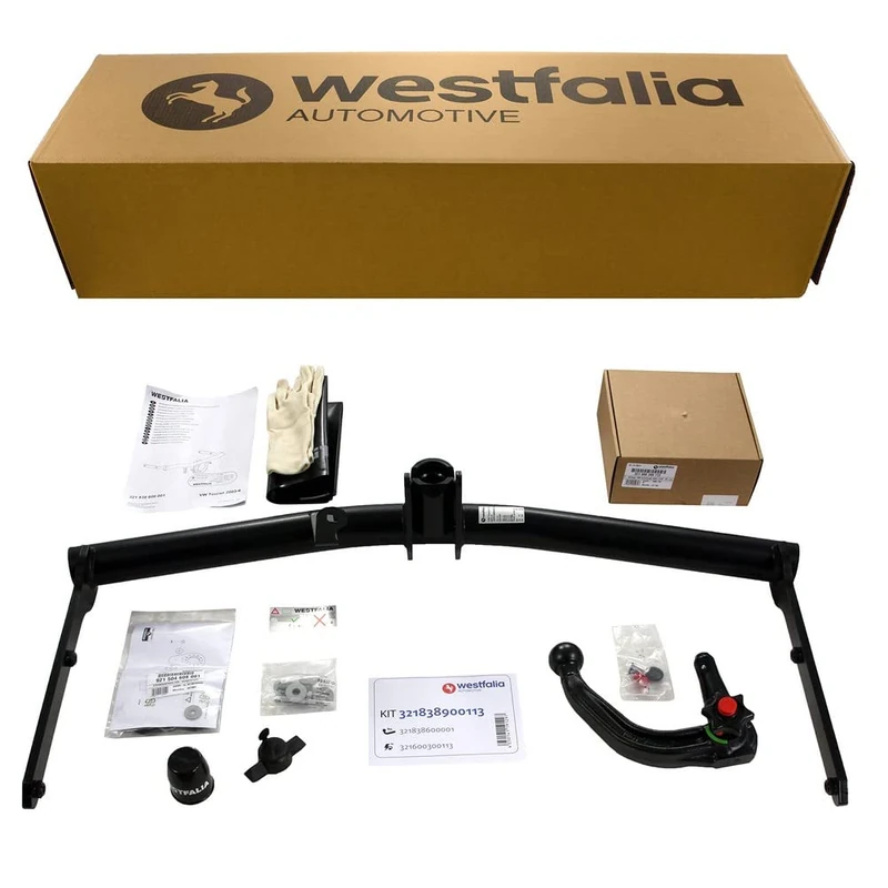 Westfalia Detachable Towbar for VW Touran including Cross ( 03/2003-09/2015) - Includes 13-pin Vehicle-specific Wiring Kit