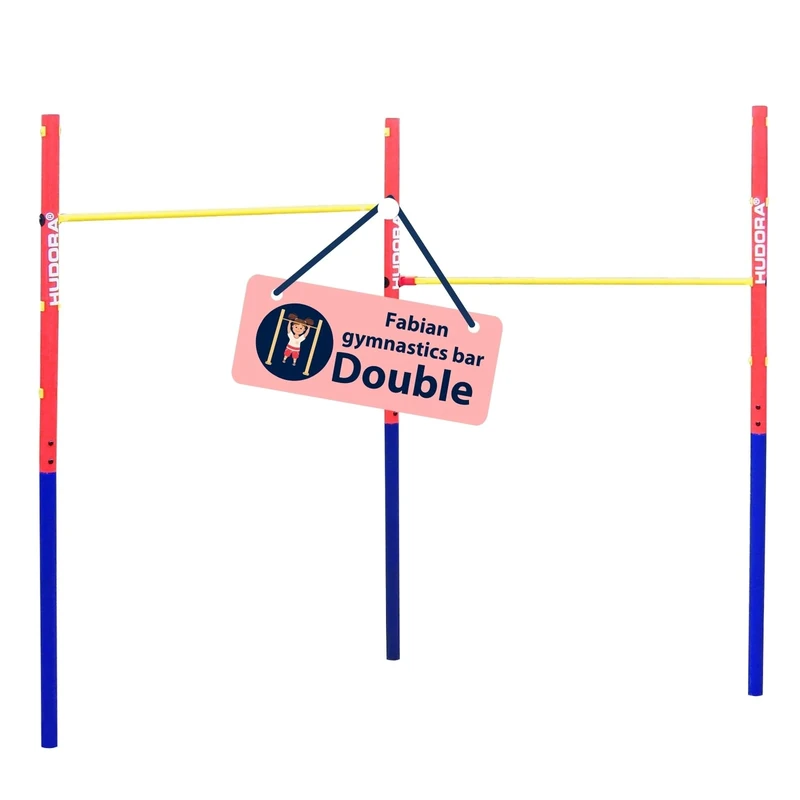 HUDORA Gymnastics Bar Fabian Standard/Pro - Single/double horizontal bar for children & adults - 4 level height-adjustable gym bar - Sturdy outdoor fitness bar for up to 100kg