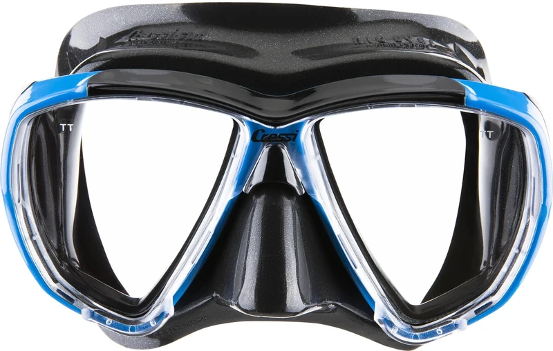 CRESSI Big Eyes Mask Black/Bluee - Single Big Eyes Mask for Diving and Snorkelling, Black/Blue, One Size, Adults