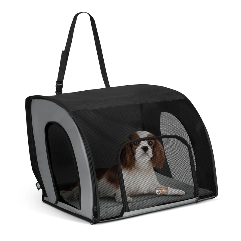 K&H PET PRODUCTS Travel Safety Carrier for Pets, Dog Crate For Car Gray/Black Medium 24 X 19 X 17 Inches