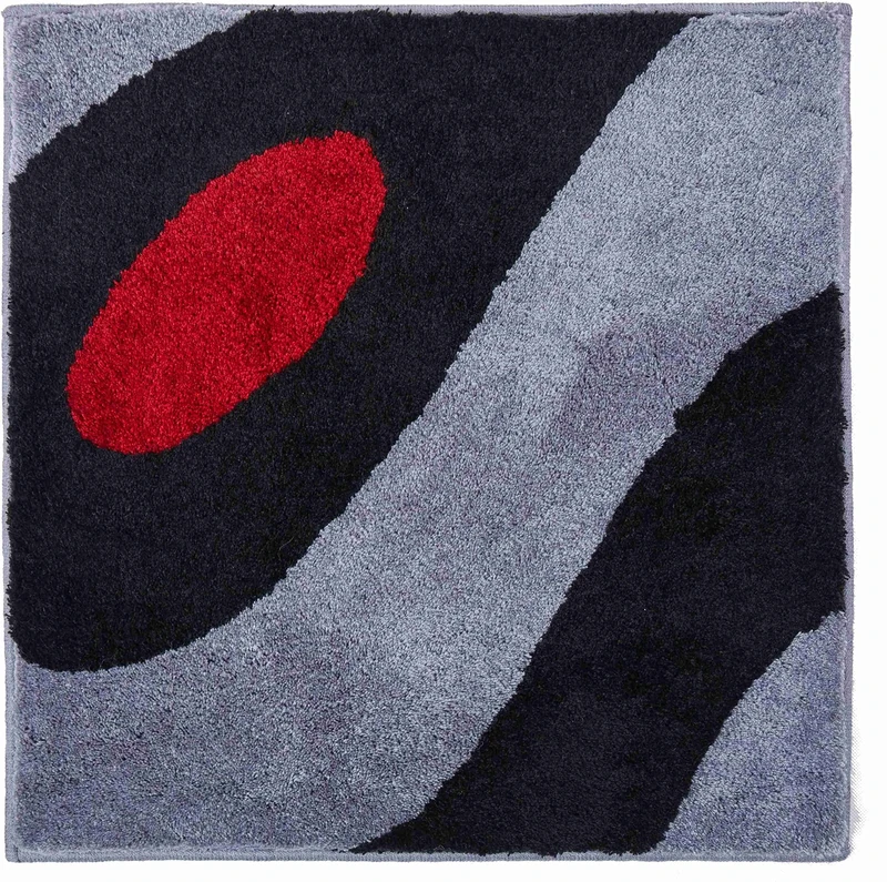 Grund Designer Bath Mat COLANI, Ultra Soft and Absorbent, Anti Slip, 5 Years Warranty, Colani 35, Small Mat 60x60 cm, Light Gray-Black