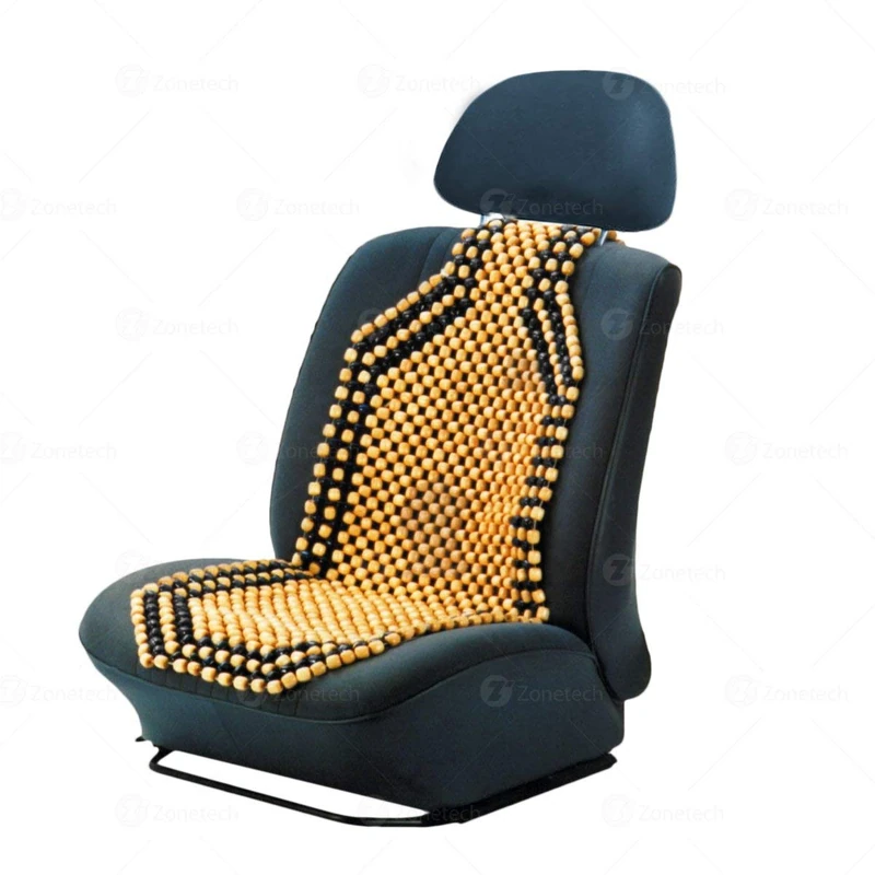 ZONETECH Wood Beaded Seat Cushion - Car Massage Support - Image 1