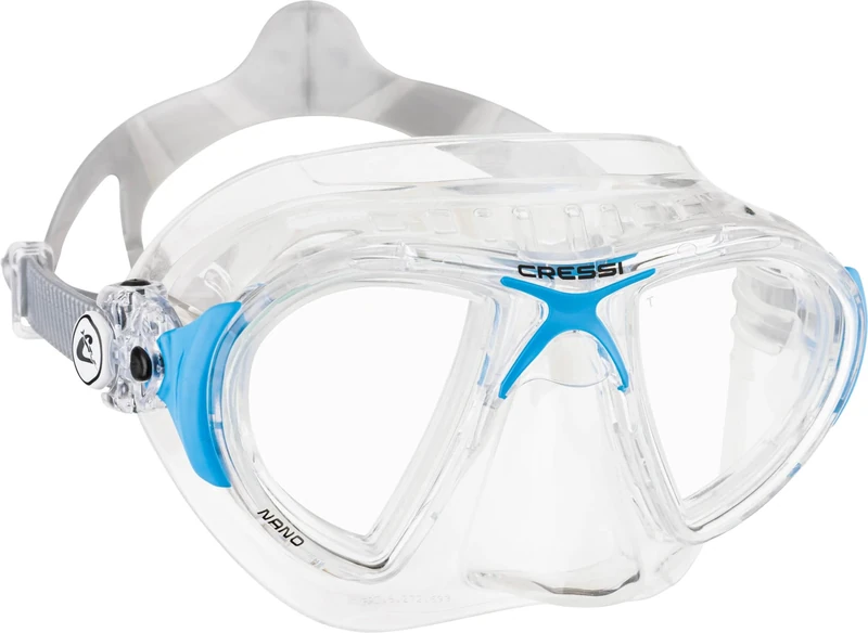 Cressi Nano Compact Low Volume Scuba-Freediving-Snorkeling Mask (Made in Italy), Clear/Blue