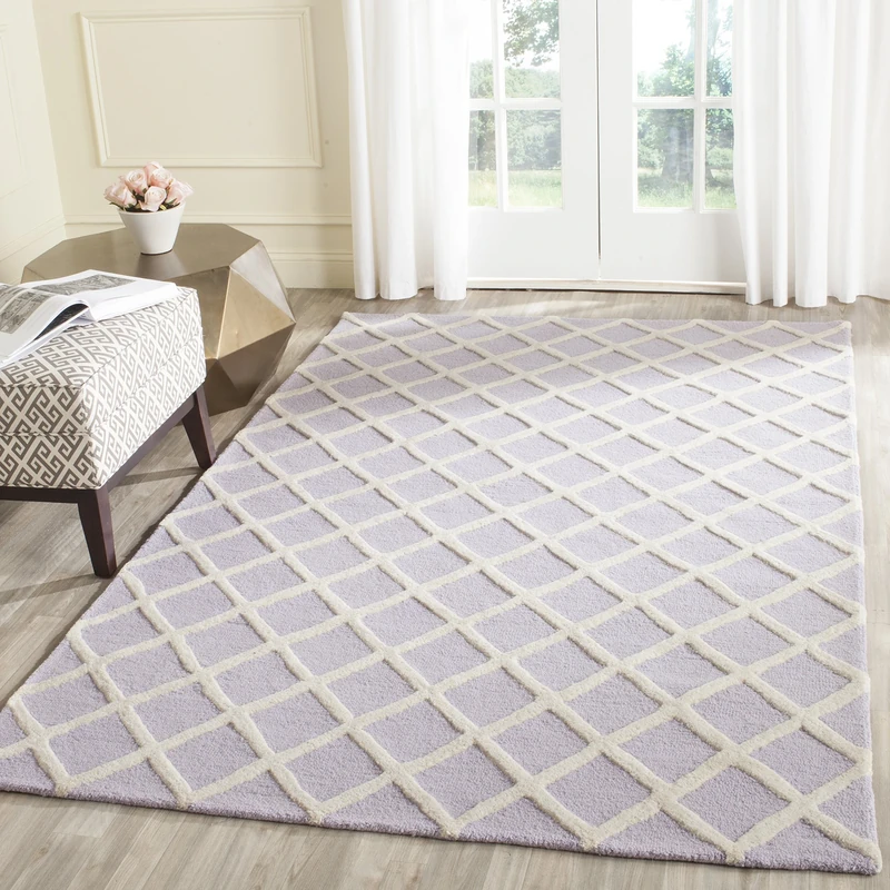 Safavieh Diamond Indoor Hand Tufted Rectangle Area Rug, Cambridge Collection, CAM135, in Lavender / Ivory, 183 X 274 cm for Living Room, Bedroom or Any Indoor Space