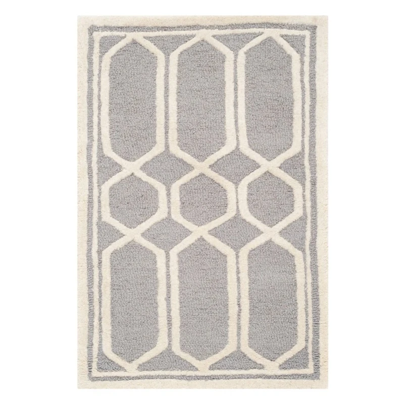 Safavieh Modern Indoor Hand Tufted Rectangle Area Rug, Cambridge Collection, CAM138, in Silver / Ivory, 122 X 183 cm for Living Room, Bedroom or Any Indoor Space