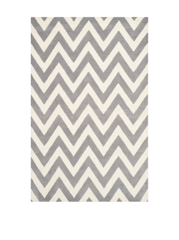 Safavieh Modern Indoor Hand Tufted Rectangle Area Rug, Cambridge Collection, CAM139, in Silver / Ivory, 122 X 183 cm for Living Room, Bedroom or Any Indoor Space