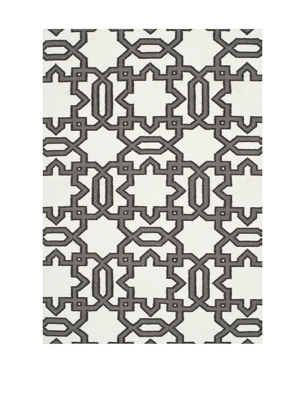 Safavieh Contemporary Indoor Flatweave Rectangle Area Rug, Dhurrie Collection, DHU751, in Ivory / Grey, 91 X 152 cm for Living Room, Bedroom or Any Indoor Space