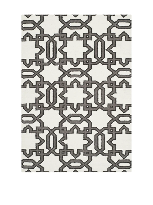 Safavieh Contemporary Indoor Flatweave Rectangle Area Rug, Dhurrie Collection, DHU751, in Ivory / Grey, 122 X 183 cm for Living Room, Bedroom or Any Indoor Space