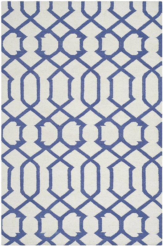 SAFAVIEH Contemporary Rug for Living Room, Dining Room, Bedroom - Dhurrie Collection, Short Pile, in Ivory and Purple, 122 X 183 cm