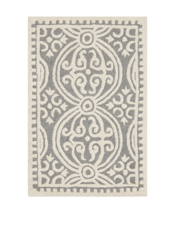 Safavieh Medallion Indoor Hand Tufted Rectangle Area Rug, Cambridge Collection, CAM123, in Silver / Ivory, 91 X 152 cm for Living Room, Bedroom or Any Indoor Space