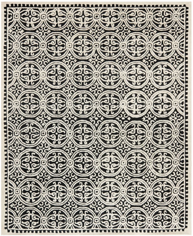 Safavieh Marina Textured Area Rug, Hand Tufted Wool Carpet in Black / Ivory, 243 X 304 cm - Image 1