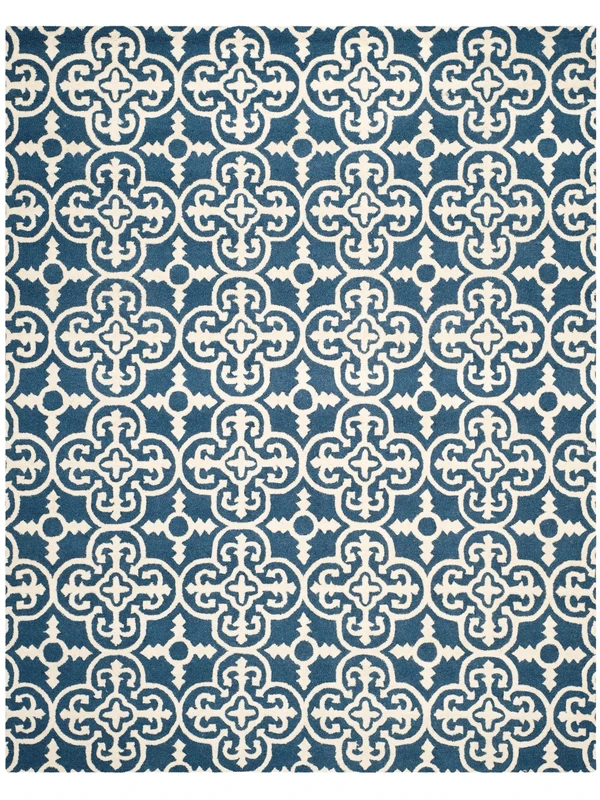 Safavieh Medallion Indoor Hand Tufted Rectangle Area Rug, Cambridge Collection, CAM133, in Navy / Ivory, 91 X 152 cm for Living Room, Bedroom or Any Indoor Space