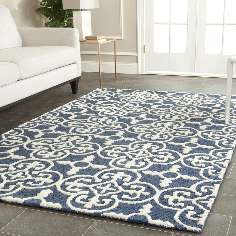 Safavieh Medallion Indoor Hand Tufted Rectangle Area Rug, Cambridge Collection, CAM133, in Navy / Ivory, 183 X 274 cm for Living Room, Bedroom or Any Indoor Space