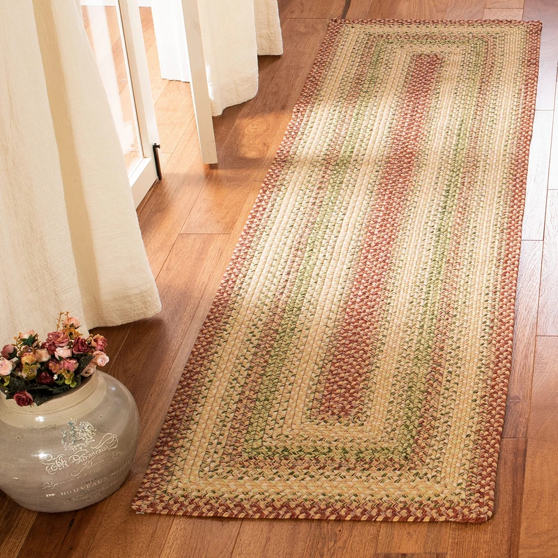 Safavieh Contemporary Rug Living Room, Dining Room, Bedroom - Machine Washable and Reversable - Braided Collection, Short Pile, in Rust and Orange, 80 X 180 cm