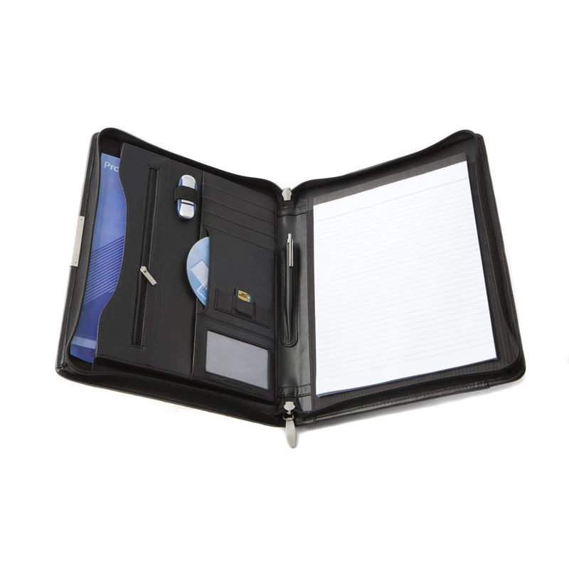 Cescahide A4 Premium Leather Zipped Conference Folder - Black AM0021 - Image 1