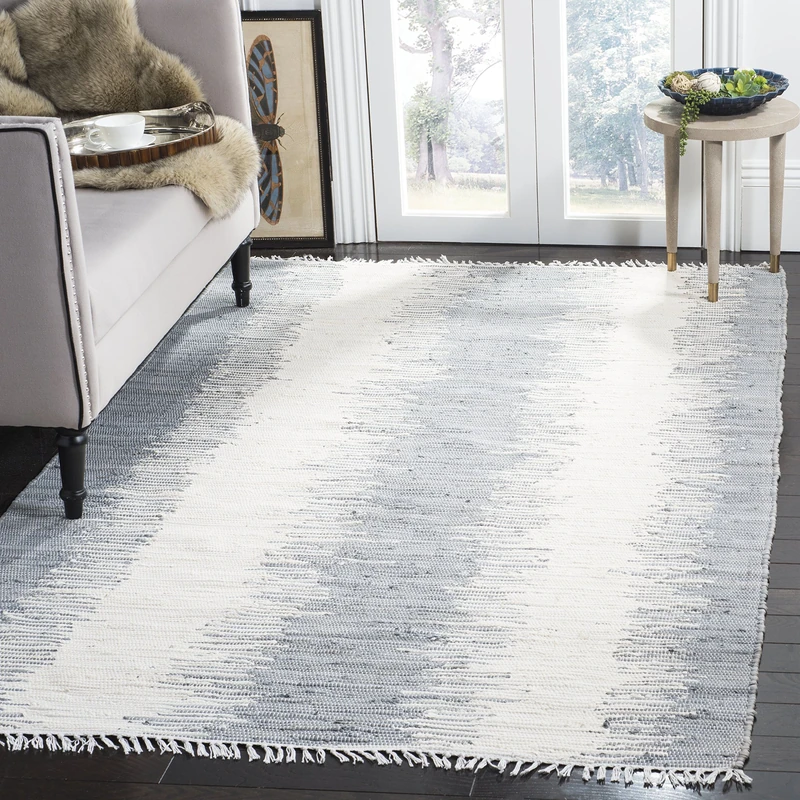 Safavieh Modern Indoor Flatweave Rectangle Area Rug, Montauk Collection, MTK751, in Grey, 152 X 244 cm for Living Room, Bedroom or Any Indoor Space