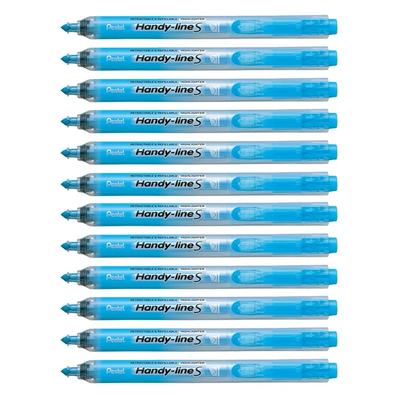 Pentel Handy-line S Retractable/Refillable Highlighters Pack of 12 Blue