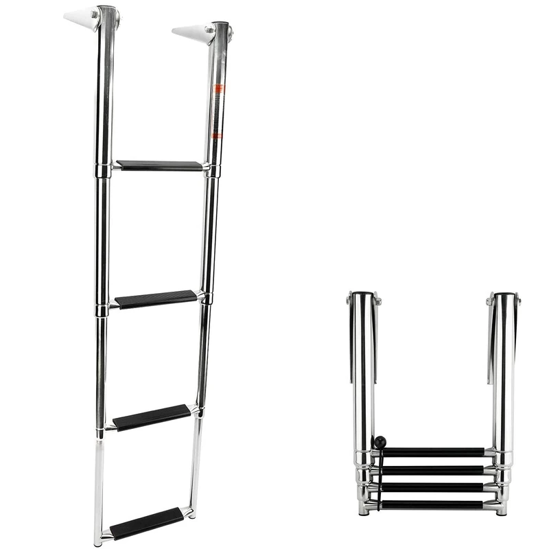 Amarine Made 4-Step 304 Stainless Steel Telescopic Boat Marine Ladder