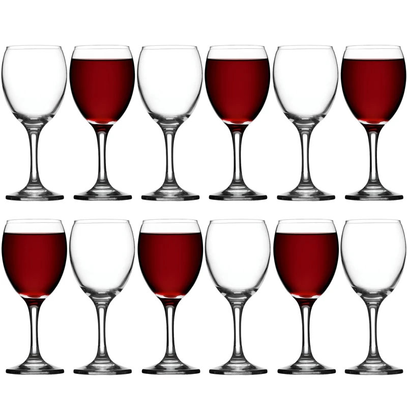 Pasabahce Imperial Red Wine Glasses, 250ml, Pack of 12, Durable One-Piece Stemmed Glassware, Utopia Rim & Foot Guarantee, Dishwasher Safe, Ideal for Home, Bars & Restaurants