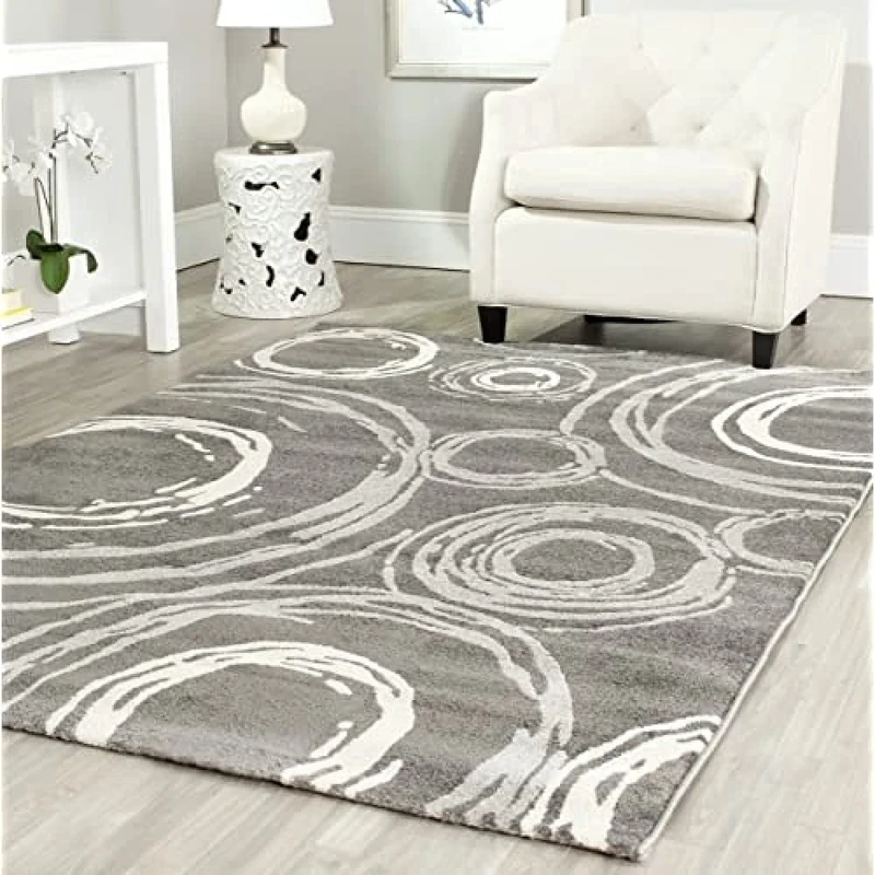 Safavieh Modern Indoor Woven Rectangle Area Rug, Porcello Collection, PRL3727, in Dark Grey, 160 X 231 cm for Living Room, Bedroom or Any Indoor Space