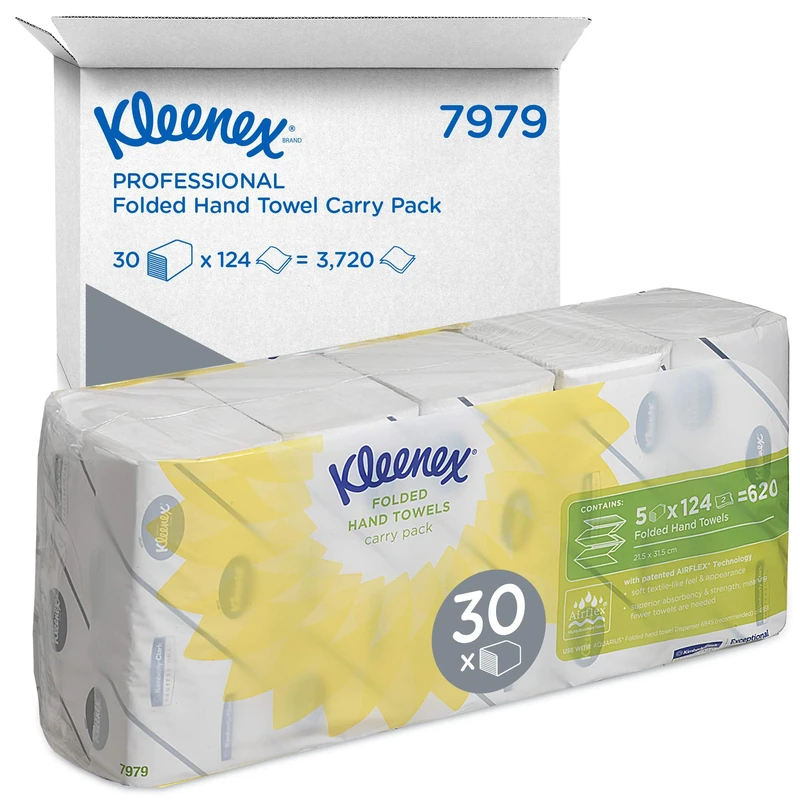 Kleenex Ultra, 7979, Interfolded Hand Towels, 2 ply, White, 30 packs x 124 sheets (3,720 total)